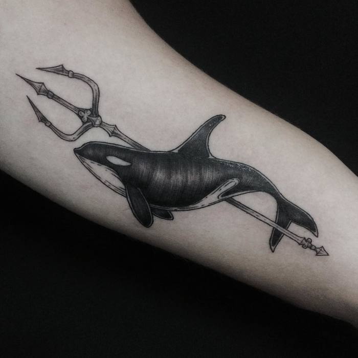 Orca and Trident Tattoo by fprado