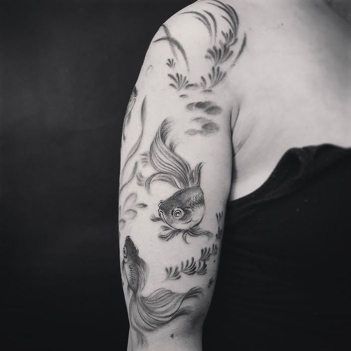 Goldfish Tattoo by lucylululu