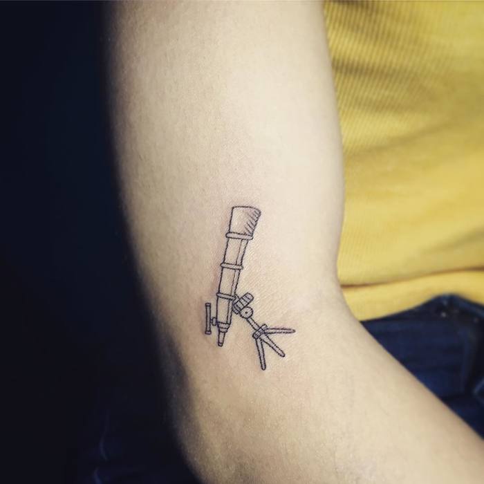 Linework Telescope Tattoo by bang_tattoostw