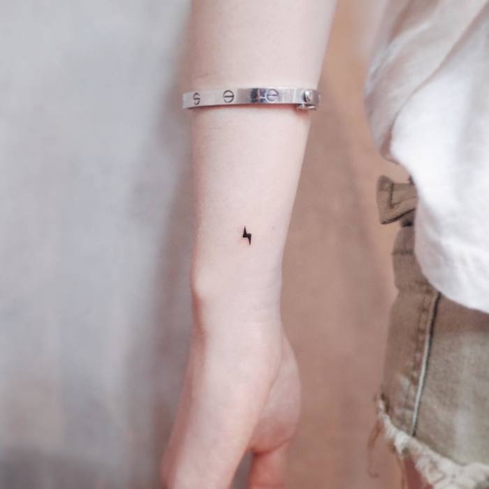 Micro Lightning Bolt Tattoo by Witty Button